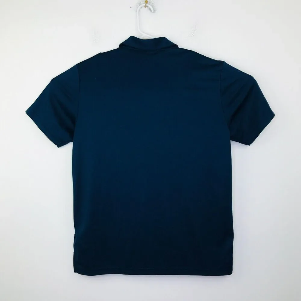 Adidas Men's Large Polo Shirt Blue Advantage Novelty Logo Popover Flaw CC18